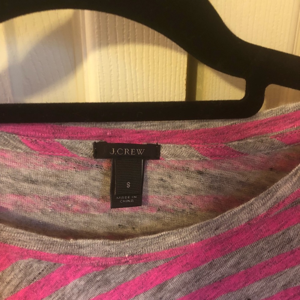 J Crew Gray and Pink Striped Linen Tee - Picture 3 of 4